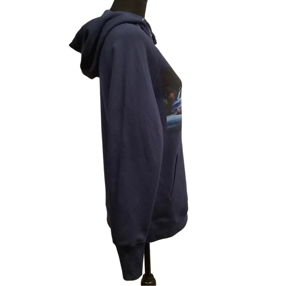 Champion Dark Blue Hoodie with Custom DTG Printed Car Graphic